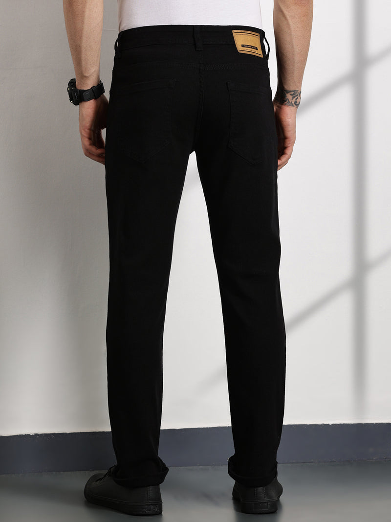 Thomas Scott Men Black Slim Fit Mid-Rise Clean Look Non stretchable Jeans