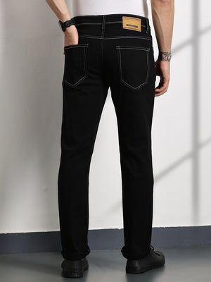 Thomas Scott Men Black Slim Fit Mid-Rise Clean Look Non stretchable Jeans