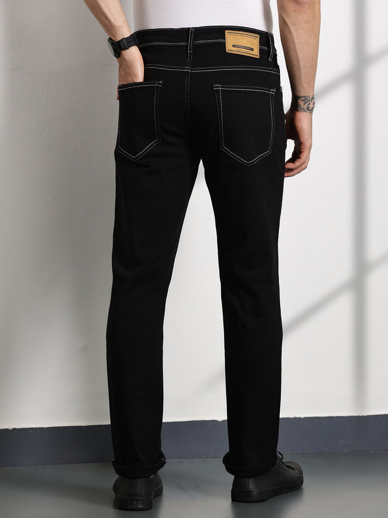 Thomas Scott Men Black Slim Fit Mid-Rise Clean Look Non stretchable Jeans