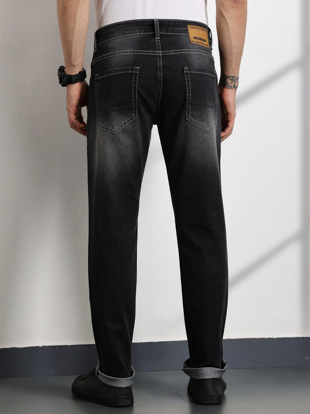 Thomas Scott Men Black Slim Fit Mid-Rise Clean Look Non stretchable Jeans