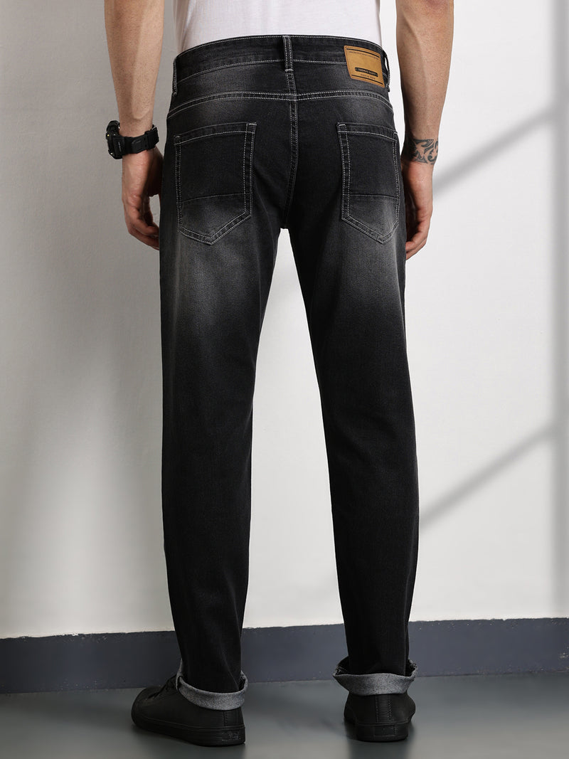 Thomas Scott Men Black Slim Fit Mid-Rise Clean Look Non stretchable Jeans
