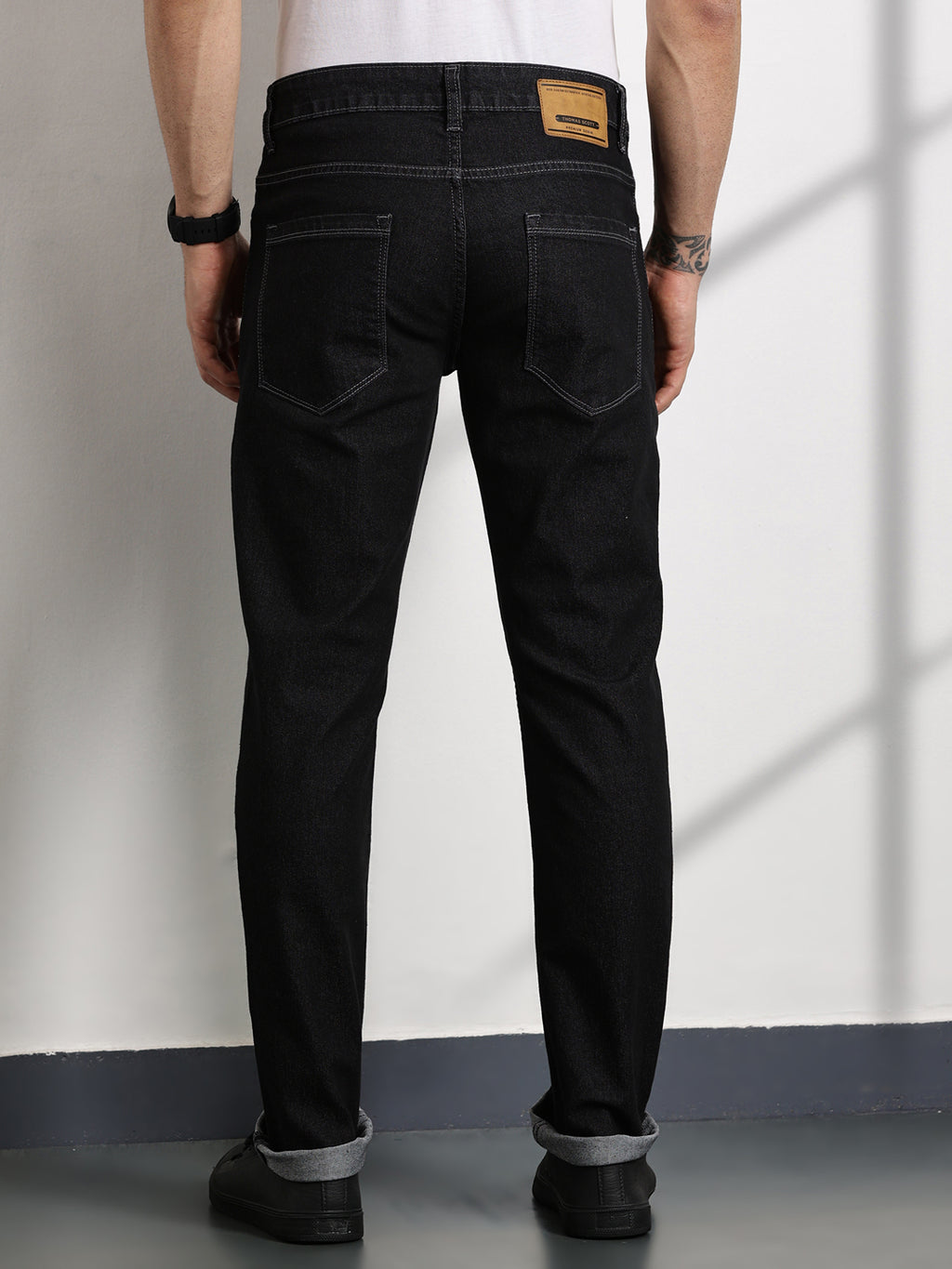 Thomas Scott Men DarkGrey Slim Fit Mid-Rise Clean Look Non stretchable Jeans