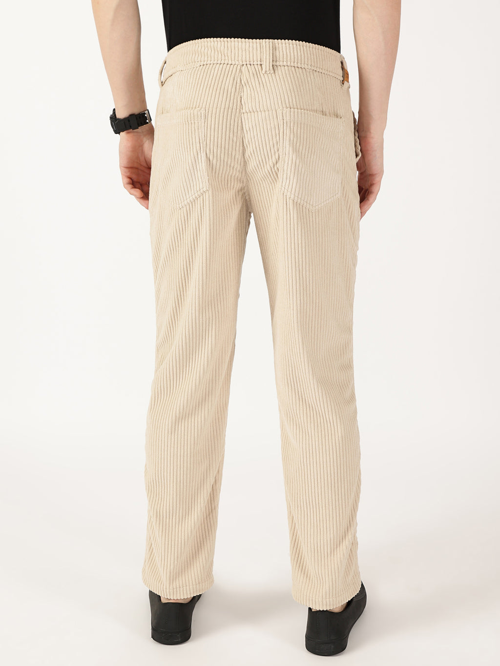 Thomas Scott Men Fawn Smart Straight Fit Corduroy Cargo Trouser