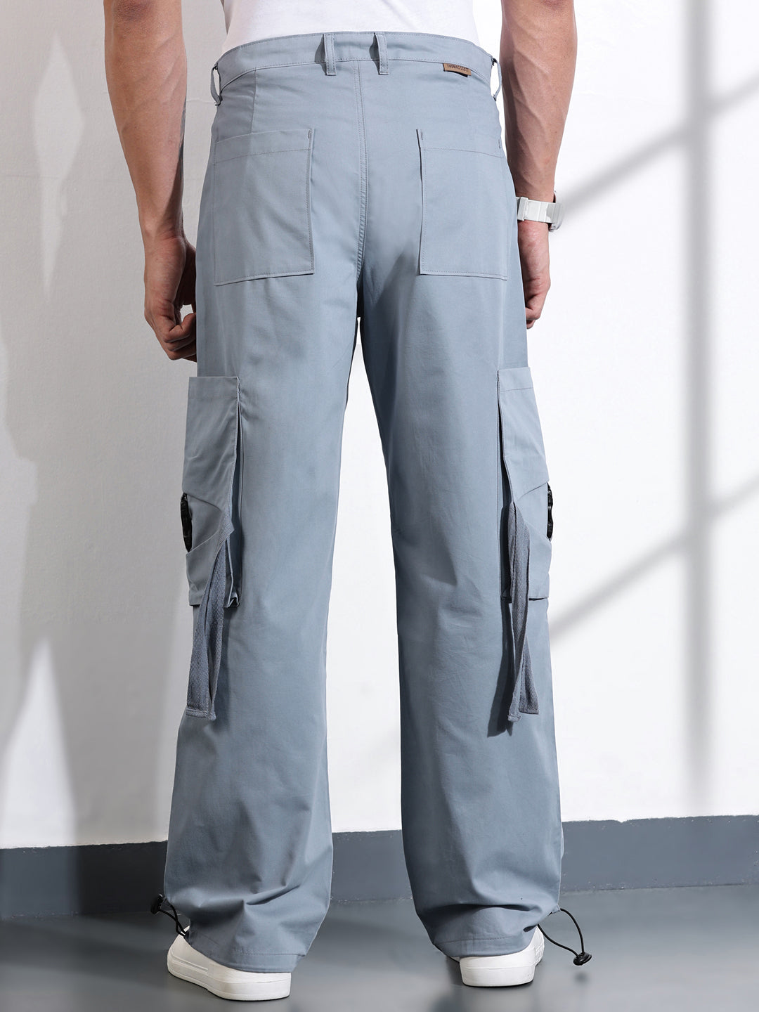 Thomas Scott Men Mid Blue Cotton Mid-Rise Original Cargo Trouser
