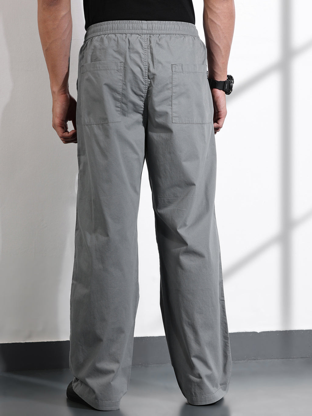Thomas Scott Men Grey Cotton Mid-Rise Smart Cargo Trouser