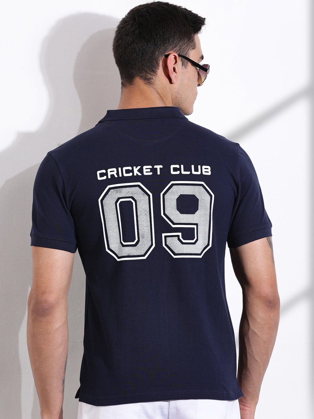 Thomas Scott Men Royal Blue Solid Polo Collar Cotton T-shirt