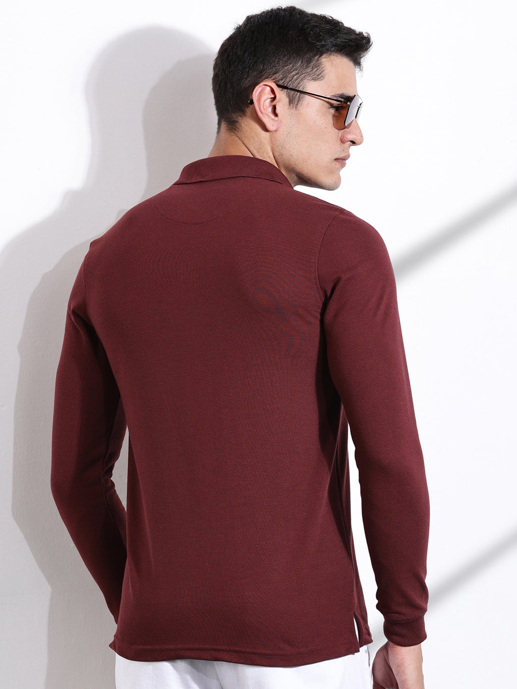 Thomas Scott Men Maroon Solid Polo Collar T-shirt