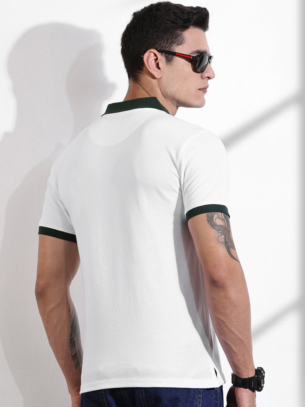 Thomas Scott Men White Polo Collar T-shirt