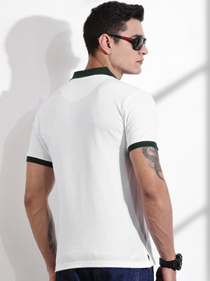 Thomas Scott Men White Polo Collar T-shirt