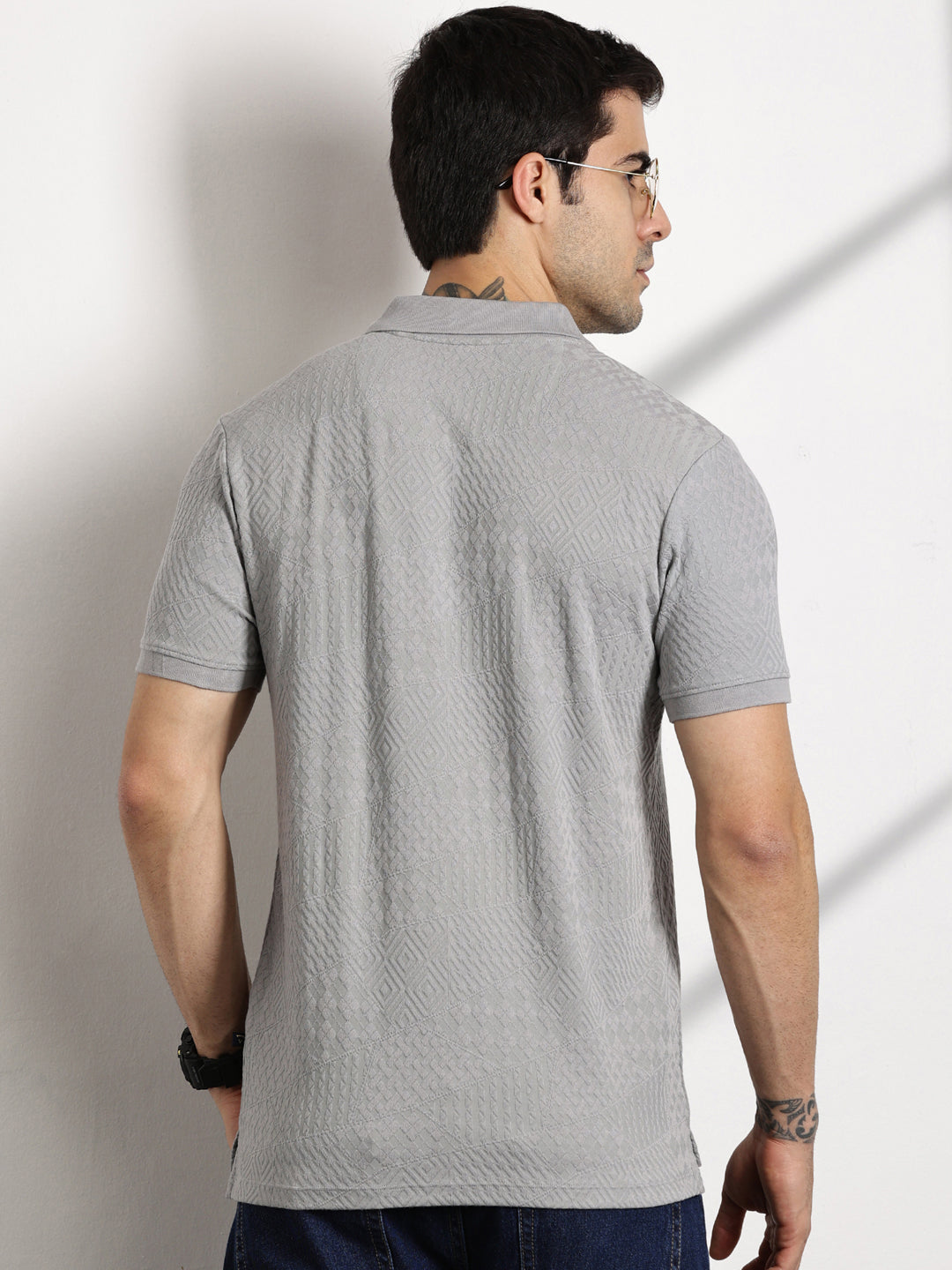 Thomas Scott Men Grey Polo Collar T-shirt