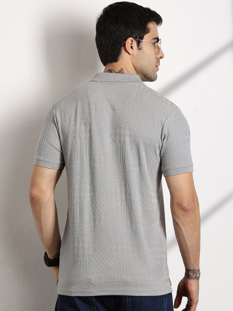 Thomas Scott Men Grey Polo Collar T-shirt