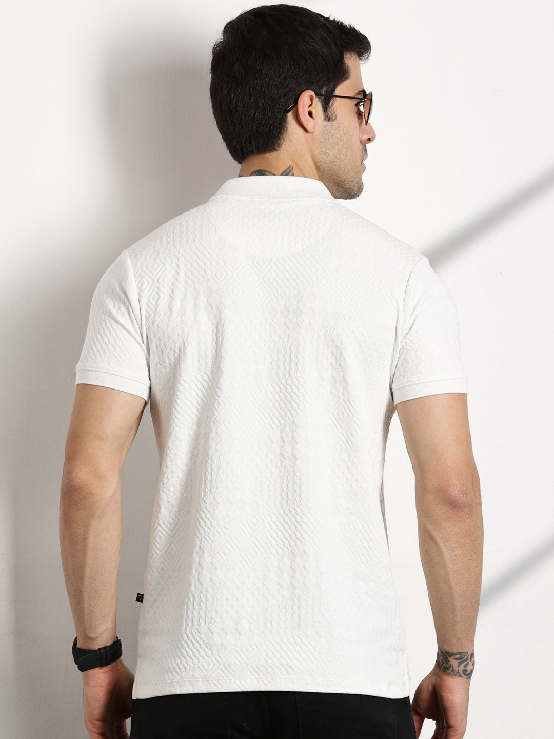 Thomas Scott Men White Polo Collar Pockets T-shirt