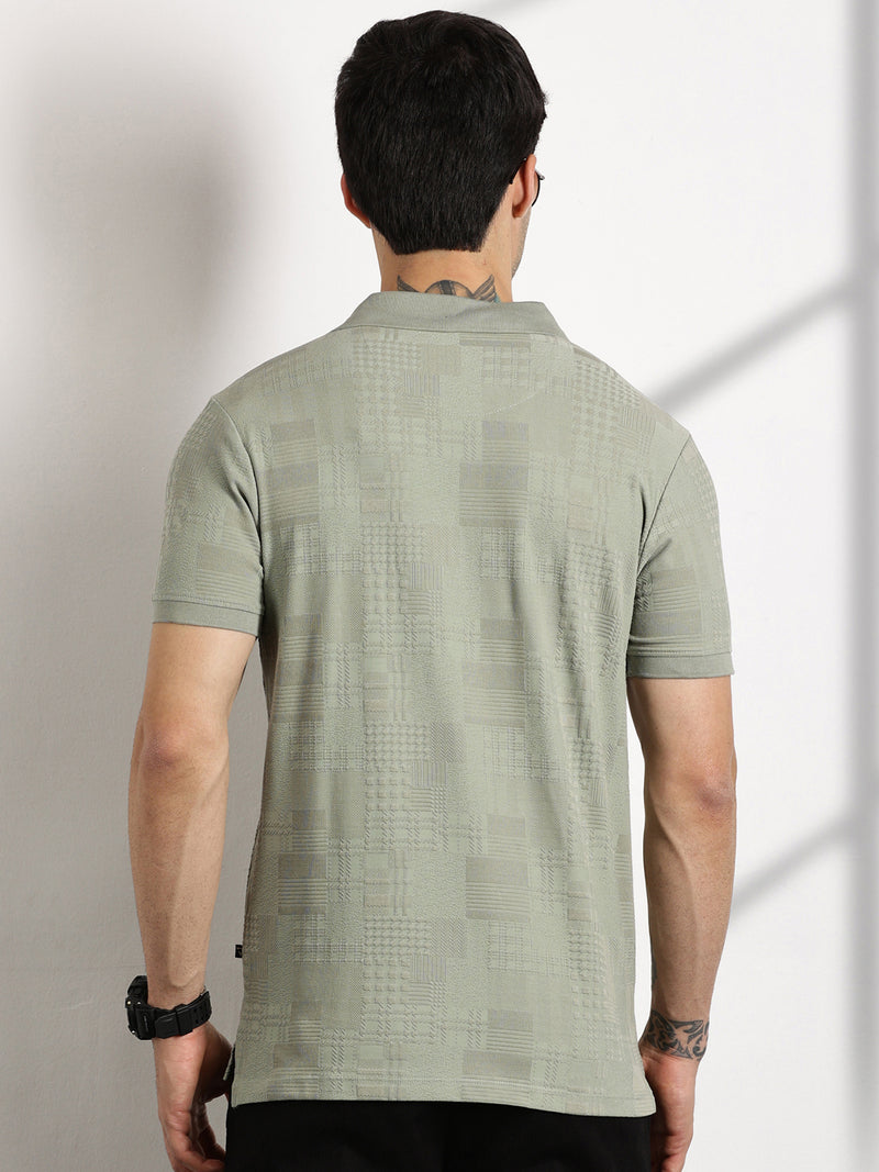 Thomas Scott Men Pista Textured Polo Collar Regular Fit T-shirt