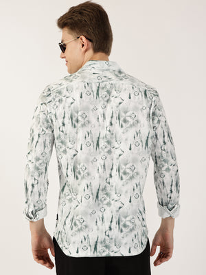 Thomas Scott Men Green Premium Abstract Printed Casual Shirt