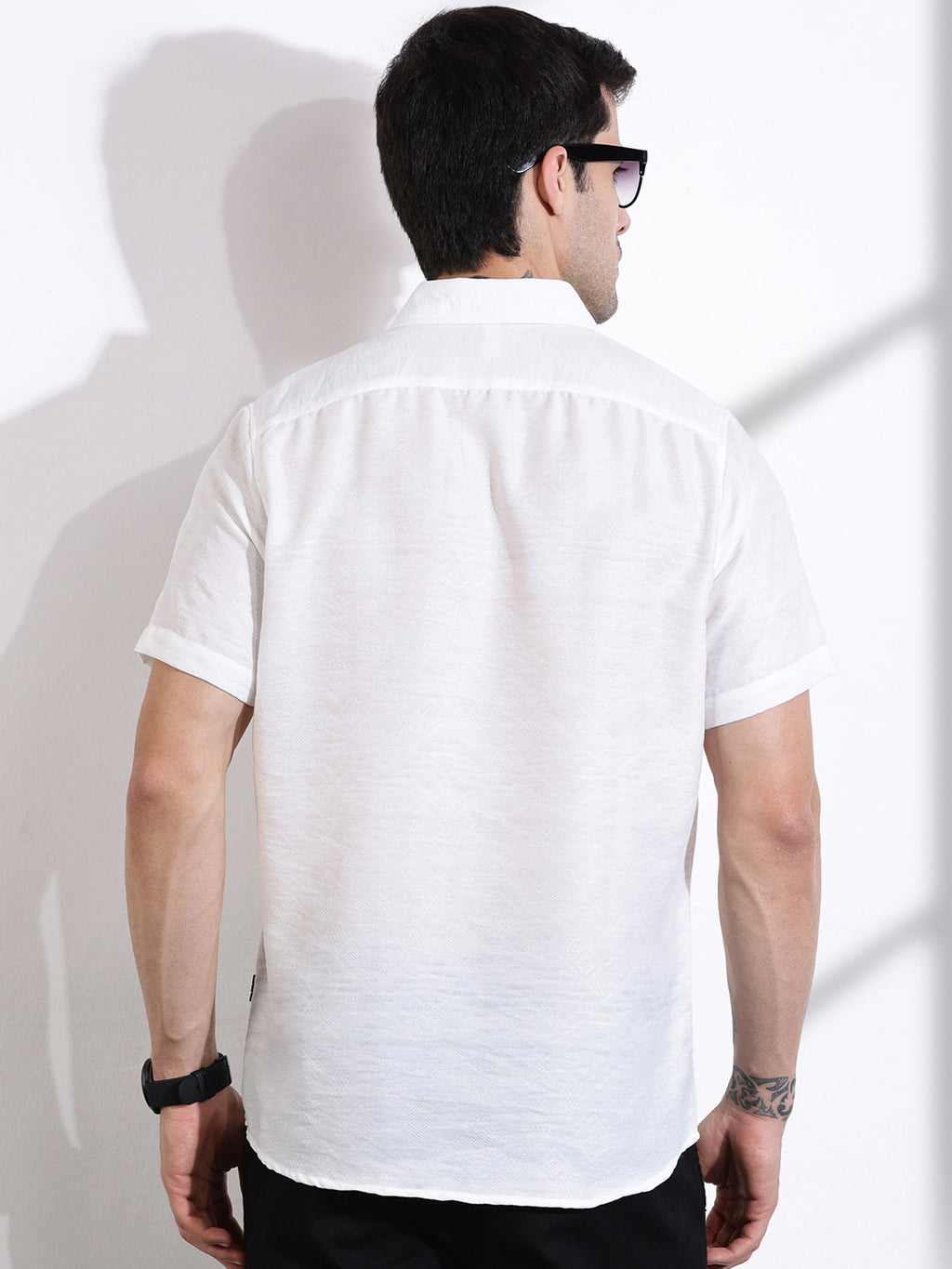 Thomas Scott Men White Slim Fit Geometric Print Casual Shirt