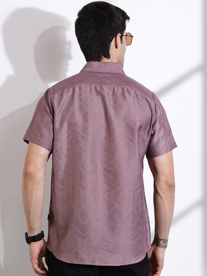 Thomas Scott Men Pink Slim Fit Geometric Print Casual Shirt
