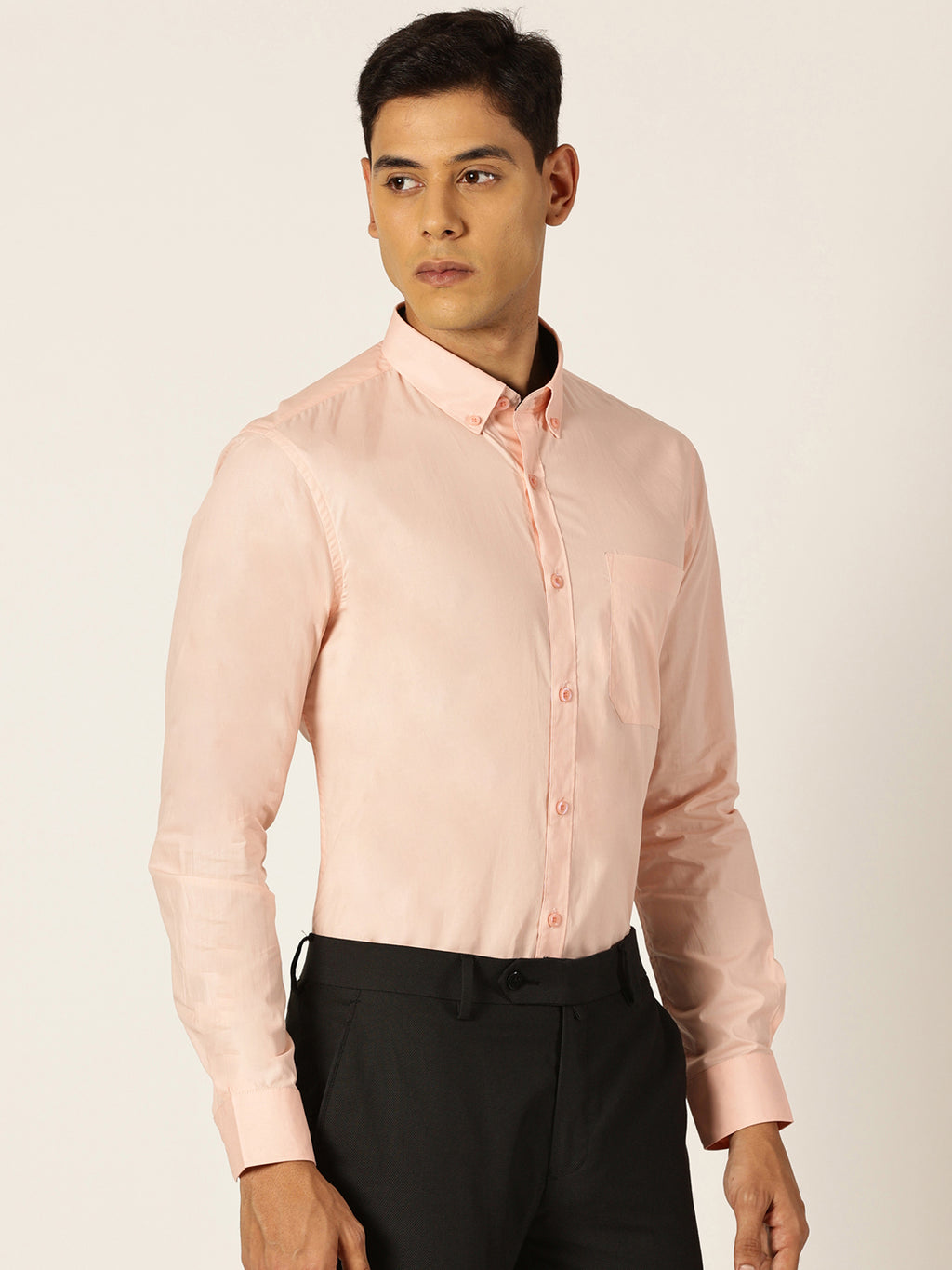 Thomas Scott Men MediumPink Slim Fit Solid Cotton Formal Shirt