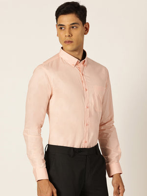 Thomas Scott Men MediumPink Slim Fit Solid Cotton Formal Shirt