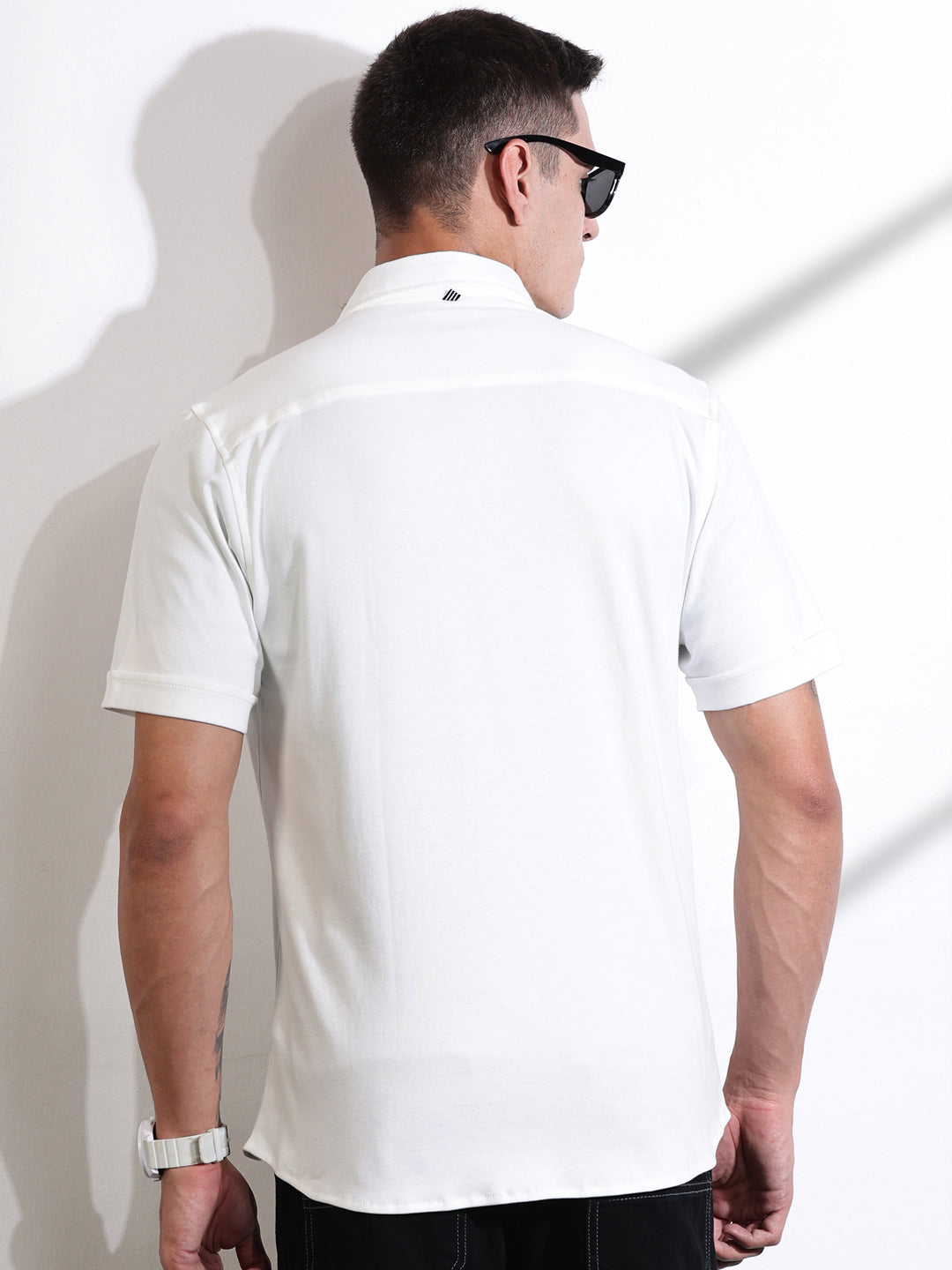 Thomas Scott Men White Slim Fit Solid Casual Shirt