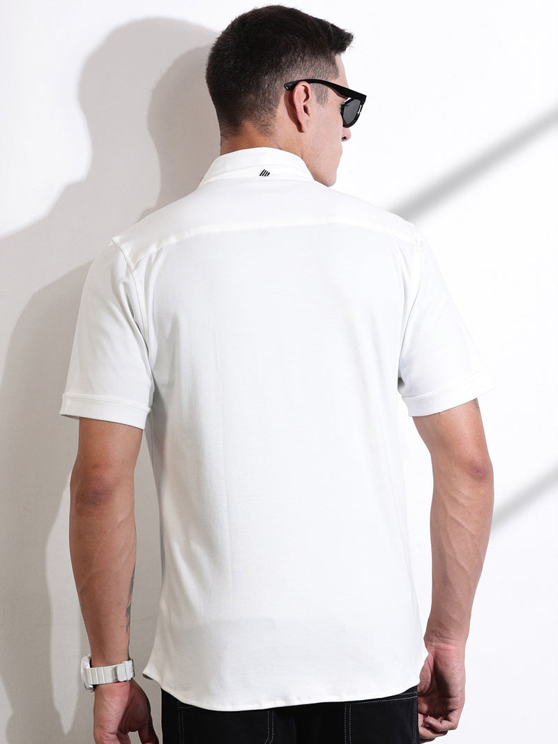 Thomas Scott Men White Slim Fit Solid Casual Shirt