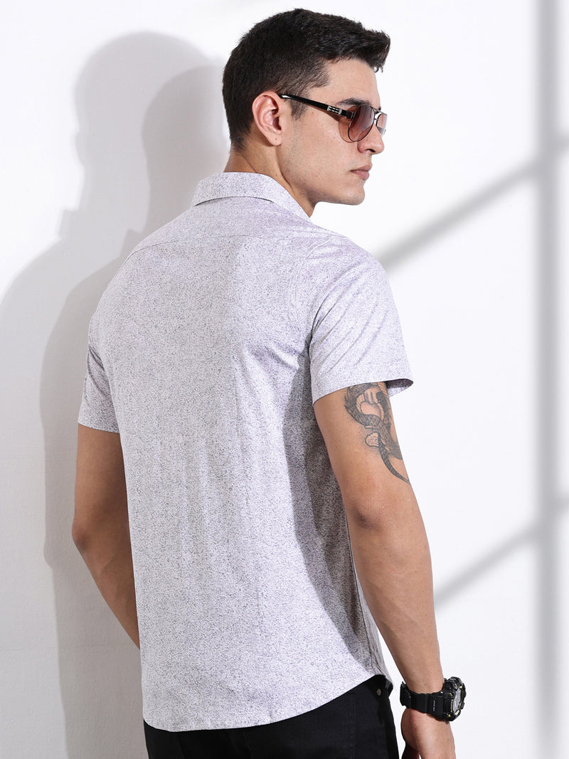 Thomas Scott Men Grey Slim Fit Abstract Printed Casual Shirt