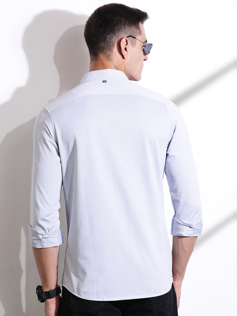 Thomas Scott Men LightGrey Slim Fit Solid Casual Shirt