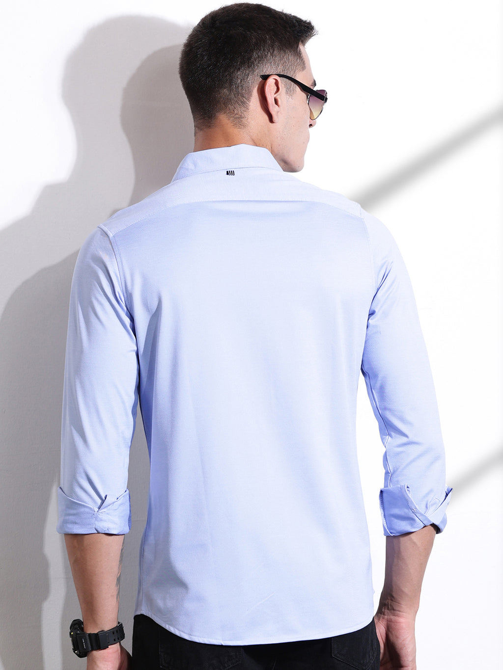 Thomas Scott Men SkyBlue Slim Fit Solid Casual Shirt