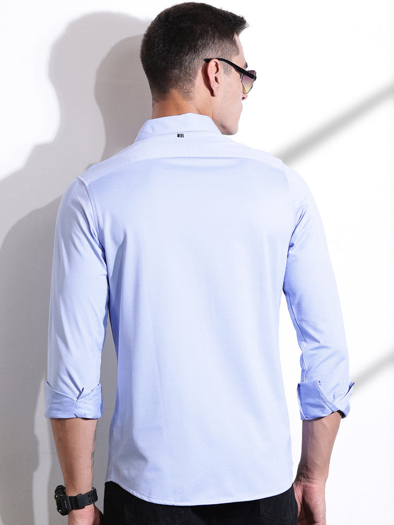 Thomas Scott Men SkyBlue Slim Fit Solid Casual Shirt