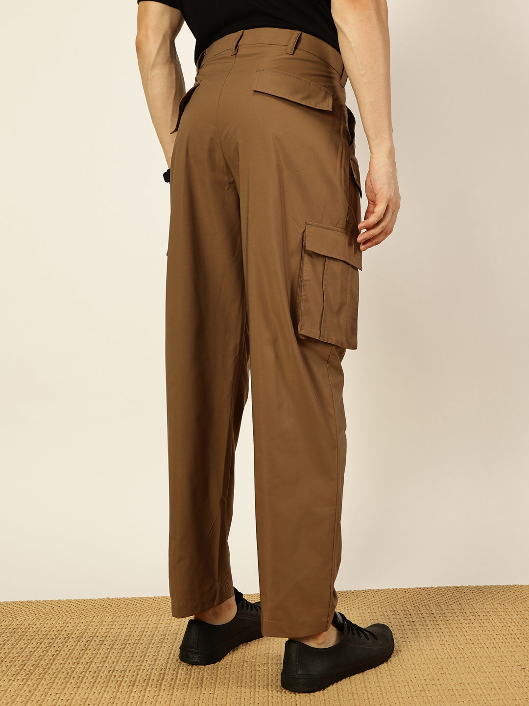 Thomas Scott Men Smart Loose Fit Easy Wash Pleated Cargo Trousers