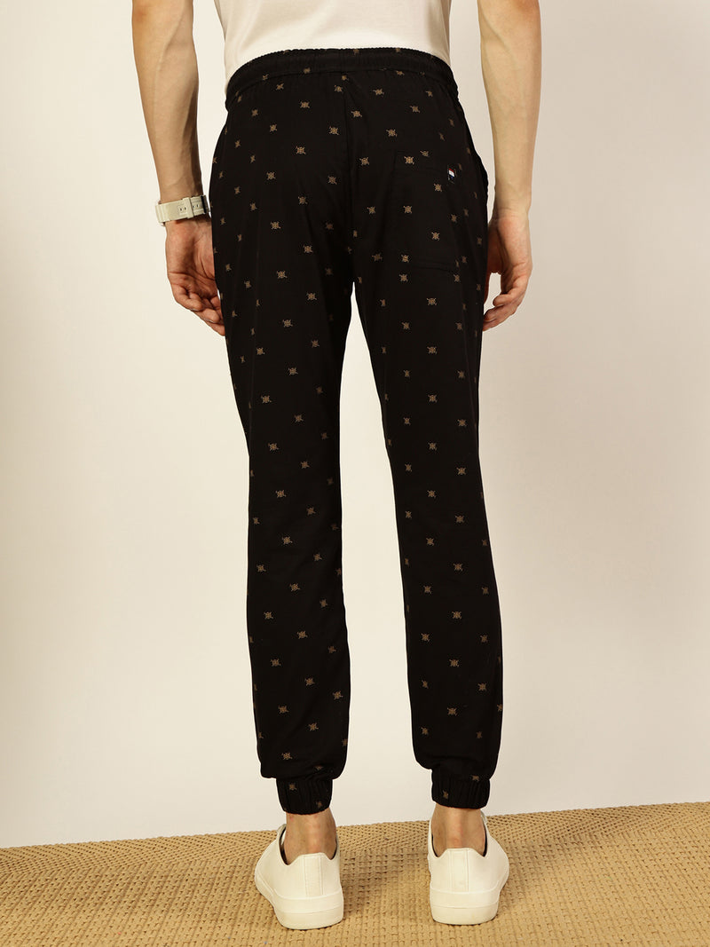 Thomas Scott Men Abstract Printed Smart Slim Mid-Rise Fit Easy Wash Joggers Trousers