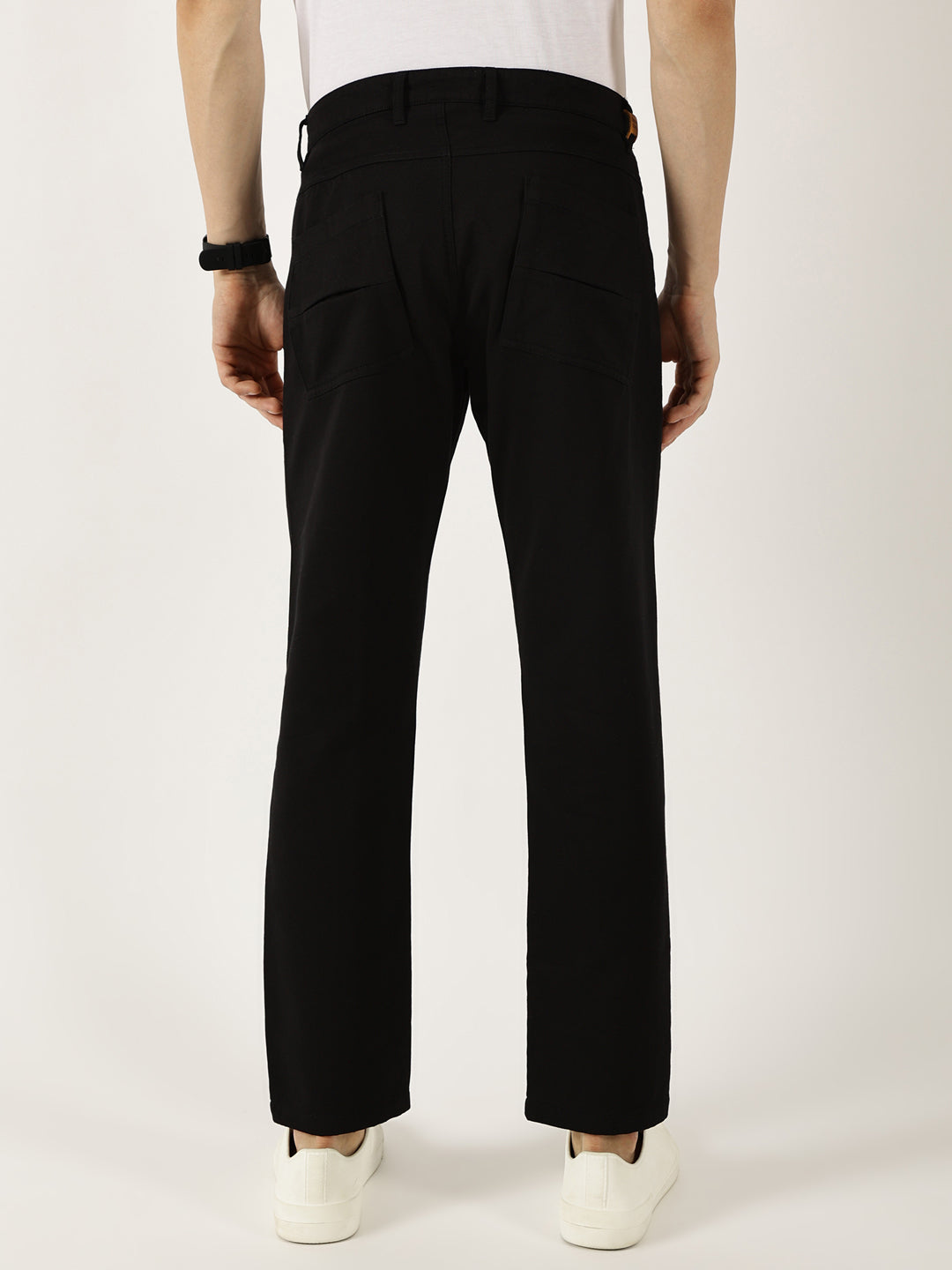 Thomas Scott Men Black Smart Easy Wash Cargos Trousers