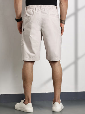 Thomas Scott Men Beige Mid-Rise Solid Cargo Shorts