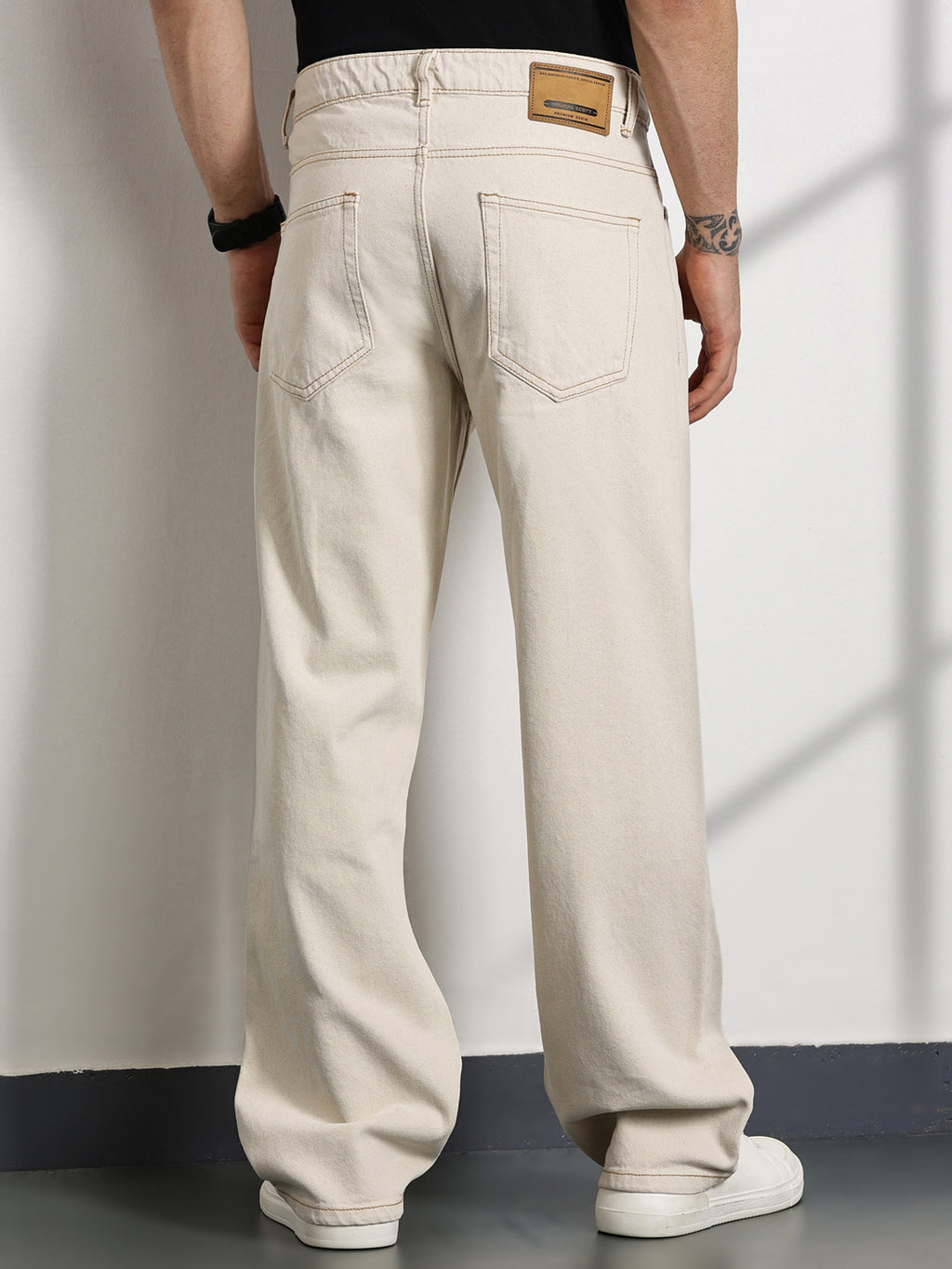 Thomas Scott Men Beige Mid-Rise Non Stretchable Baggy Jeans