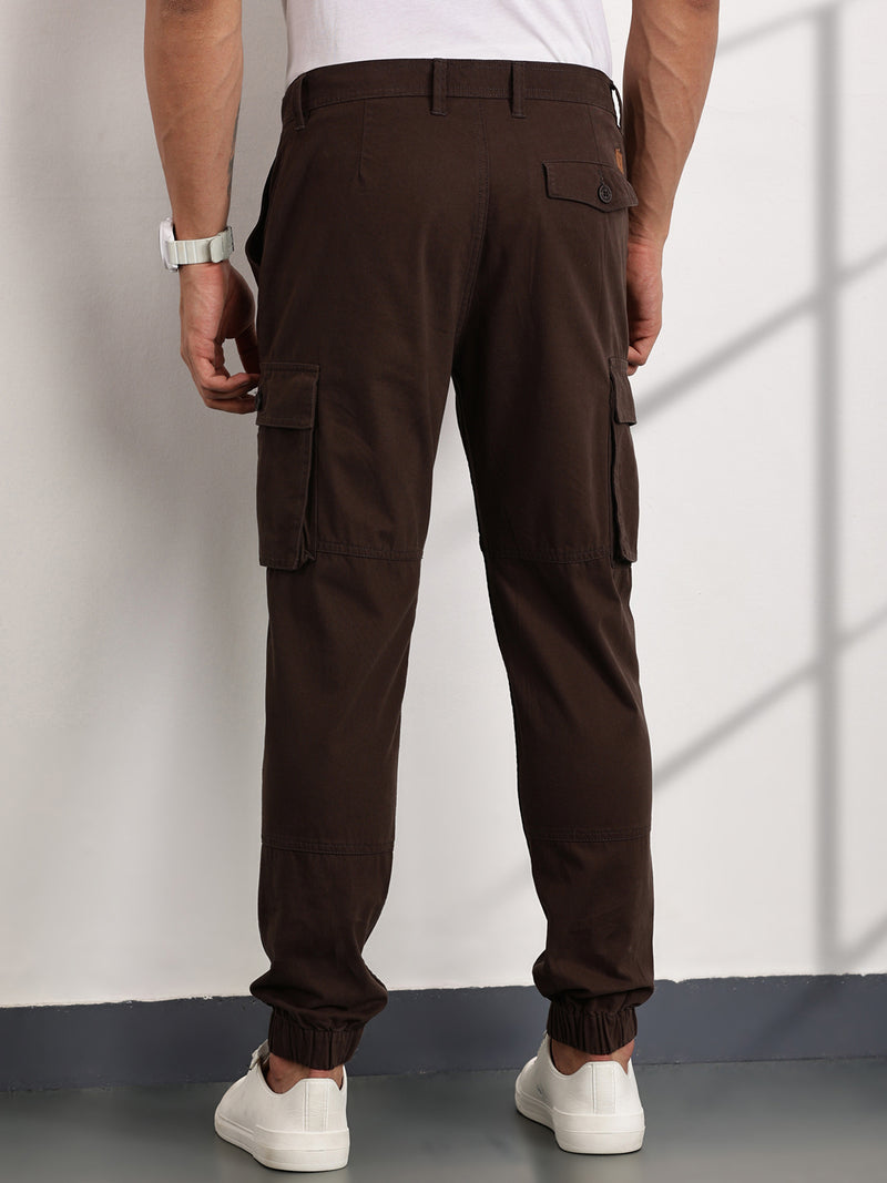 Thomas Scott Men DK.Grey Mid-Rise Slim Fit Woven Cargo Trousers
