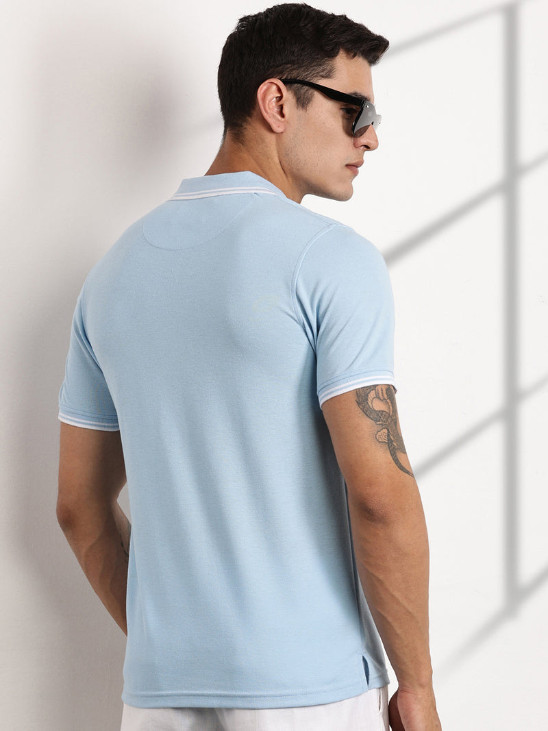 Thomas Scott Men Blue Regular Fit Short Sleeves Polo Collar Knit Tshirt