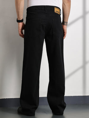 Thomas Scott Men Black Mid-Rise Baggy Fit Cotton Non Stretchable Jeans