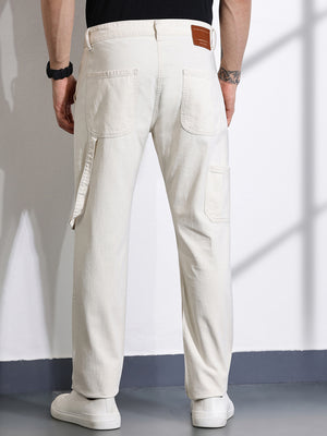 Thomas Scott Men Ecru Mid-Rise Loose Fit Stretchable Jeans
