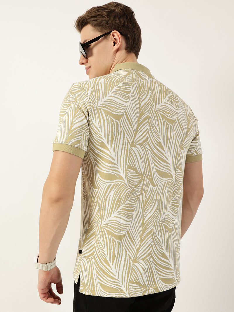 Thomas Scott Men Pista Floral Printed Polo Collar Pockets T-shirt