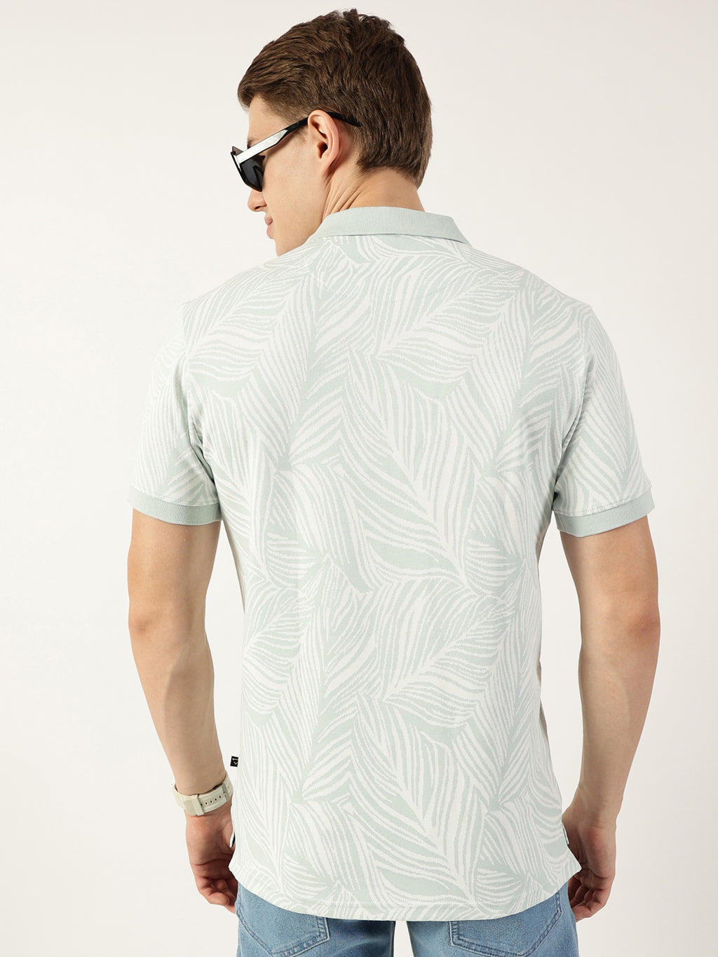 Thomas Scott Men Sku Blue Floral Printed Polo Collar Pockets T-shirt