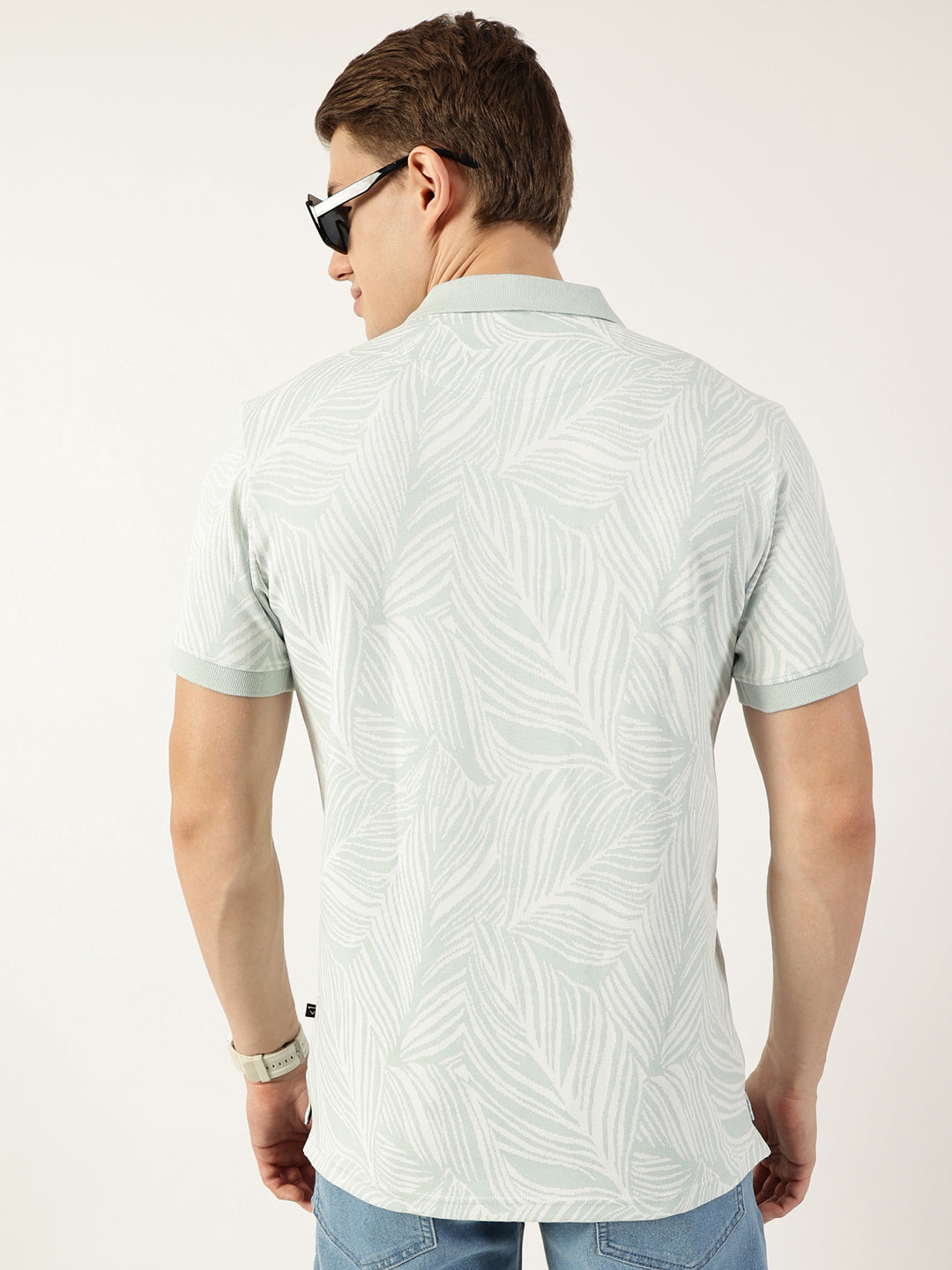 Thomas Scott Men Sku Blue Floral Printed Polo Collar Pockets T-shirt
