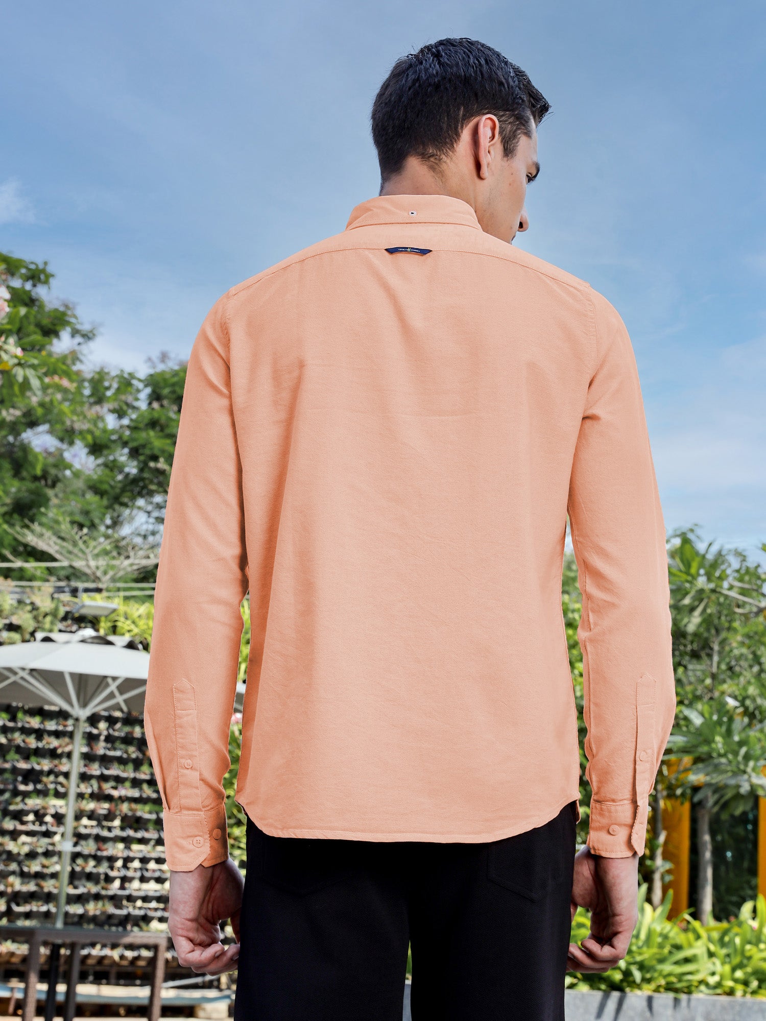 Thomas Scott Men Orange Slim Fit Long Sleeves Button-Down Collar Solid Casual Shirt