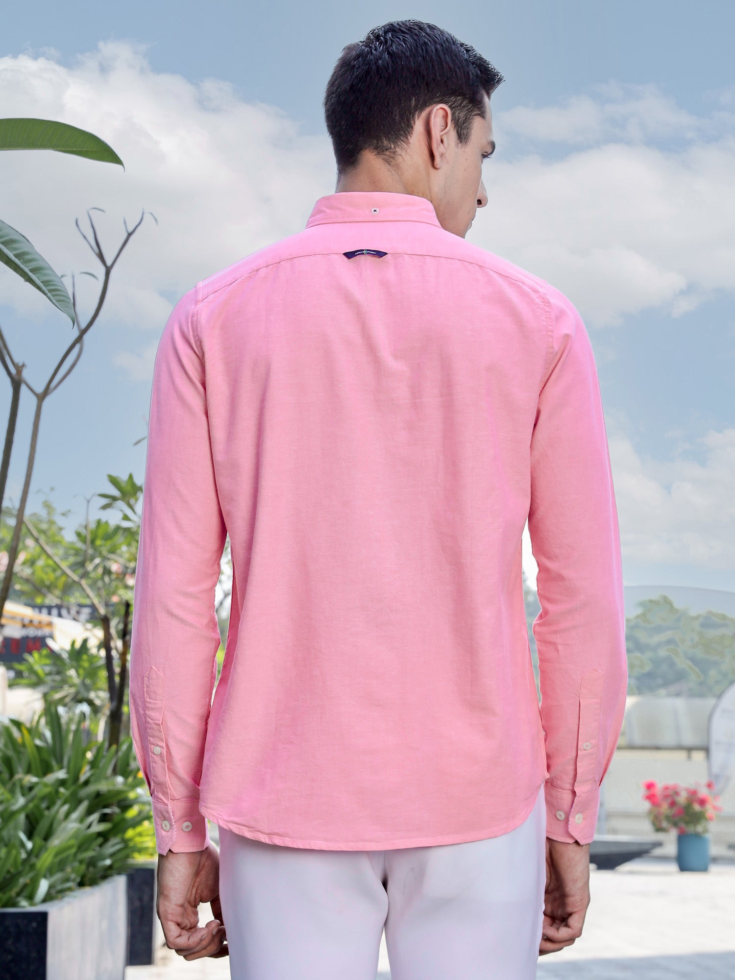 Thomas Scott Men Pink Slim Fit Long Sleeves Button-Down Collar Solid Casual Shirt