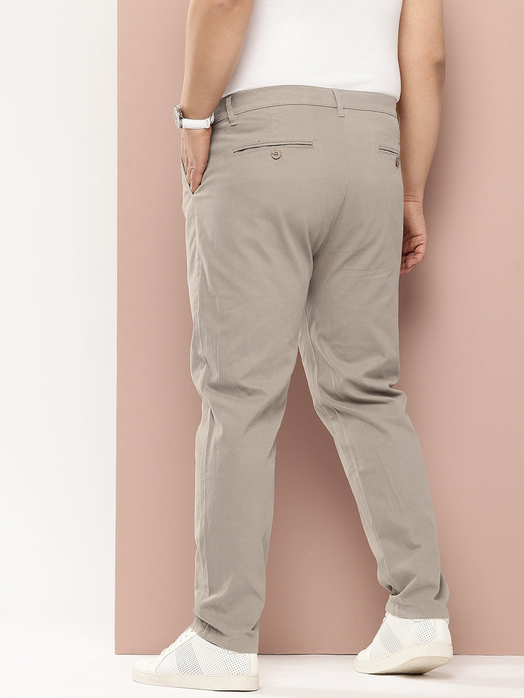 Thomas Scott Men Plus Size Smart Easy Wash Pure Cotton Chinos Trousers