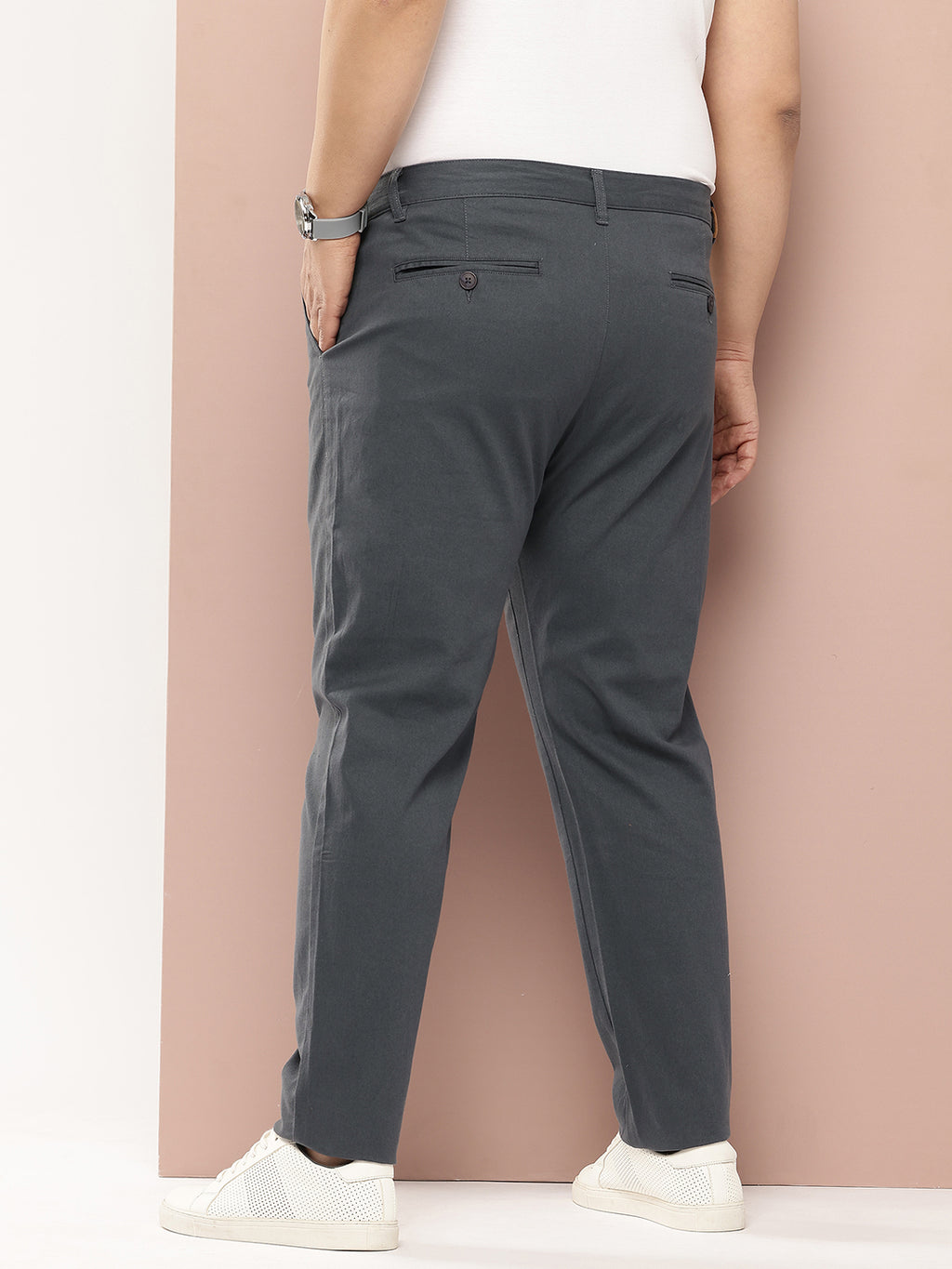 Thomas Scott Men Steel Plus Size Smart Easy Wash Pure Cotton Chinos Trousers