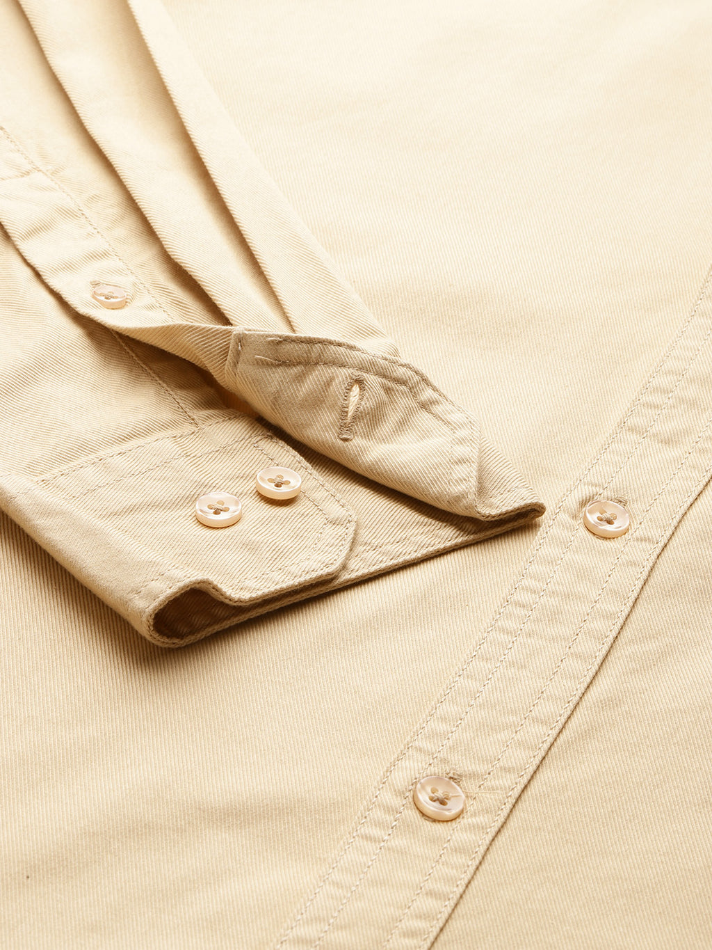 Thomas Scott Men Beige Plus Size Regular Fit Long Sleeves Button-Down Collar Twill Shirt
