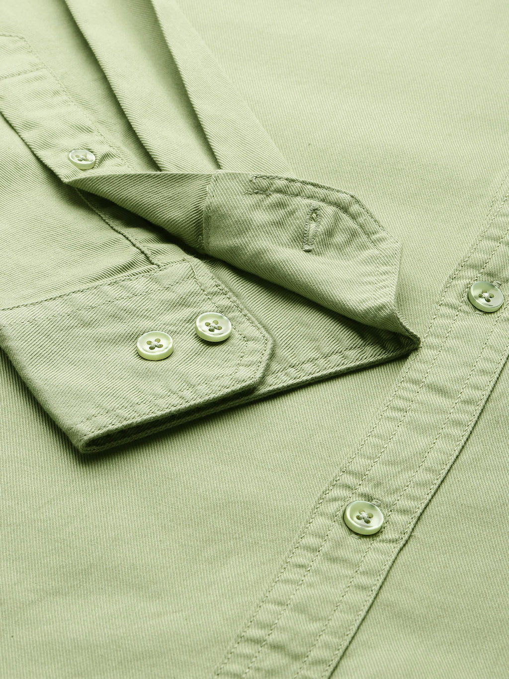 Thomas Scott Men Green Plus Size Regular Fit Long Sleeves Button-Down Collar Twill Shirt