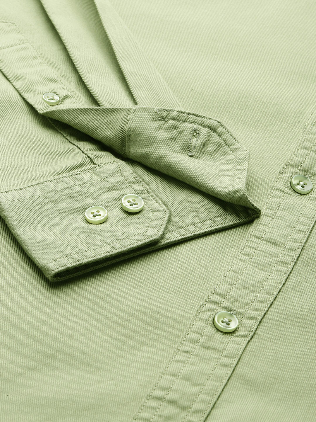 Thomas Scott Men Green Plus Size Regular Fit Long Sleeves Button-Down Collar Twill Shirt