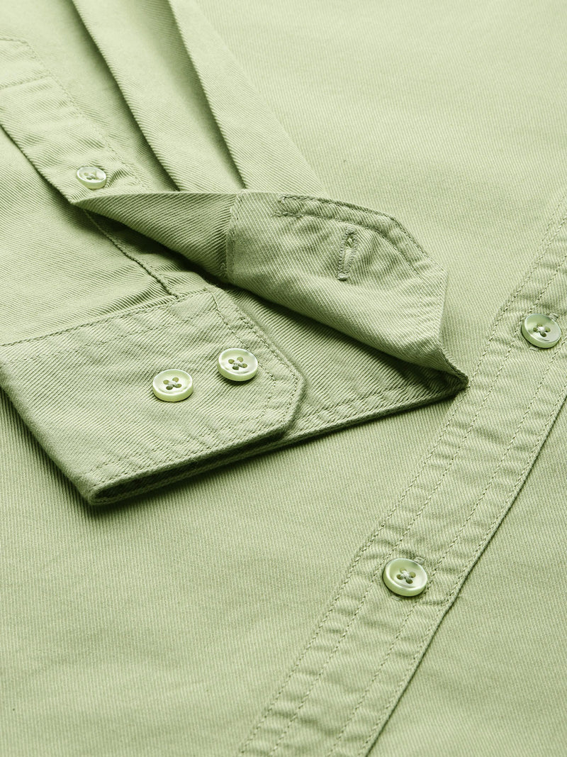 Thomas Scott Men Green Plus Size Regular Fit Long Sleeves Button-Down Collar Twill Shirt