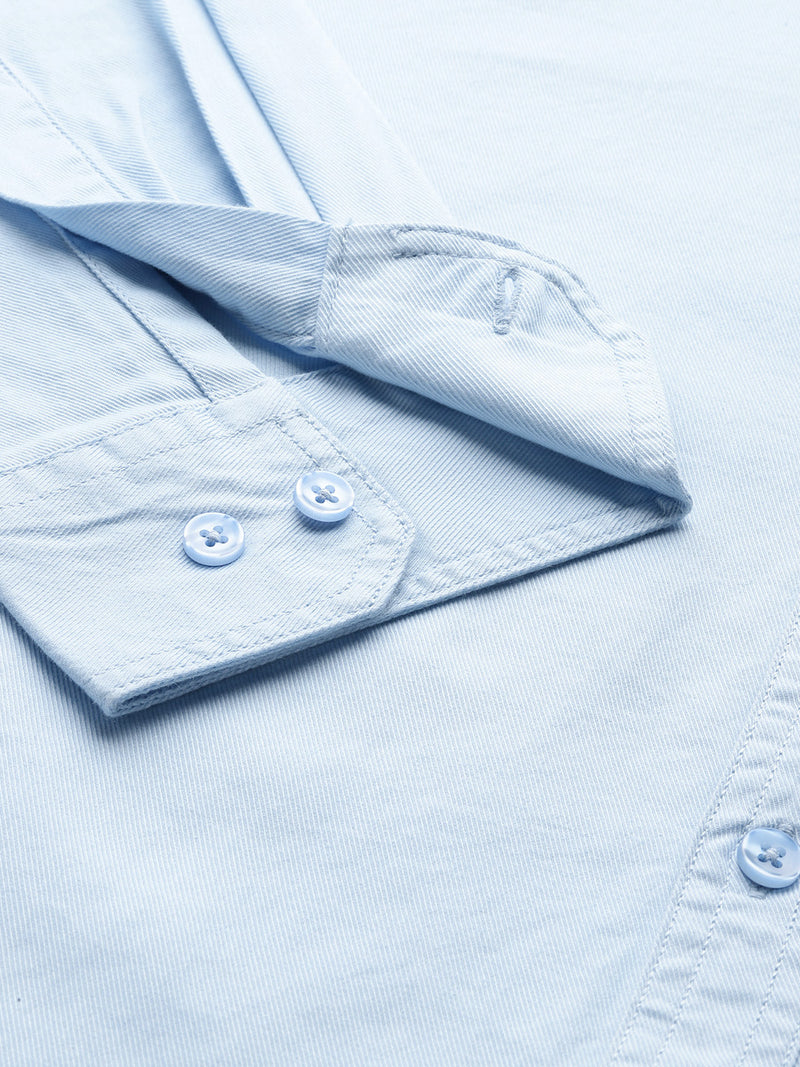 Thomas Scott Men SkyBlue Plus Size Regular Fit Long Sleeves Button-Down Collar Twill Shirt
