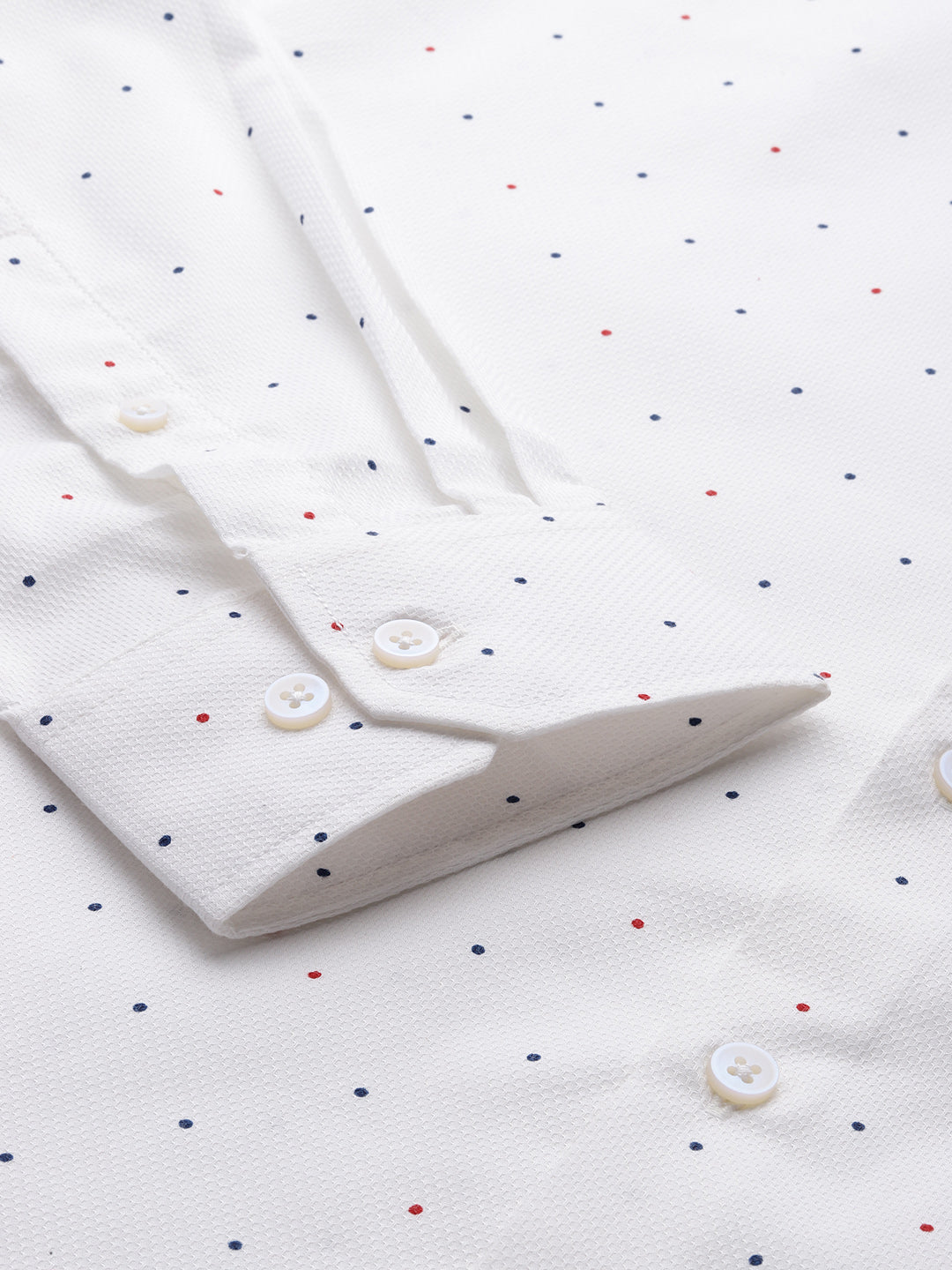 Thomas Scott Men White Plus Size Regular Fit Long Sleeves Polka Dots Printed Formal Shirt